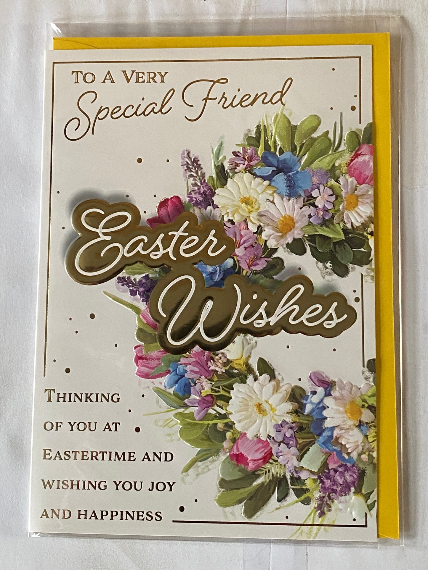 To A Very Special Friend Easter Wishes Easter Card Easter Wreath/Gold Words Foil Detail(PH49854E)