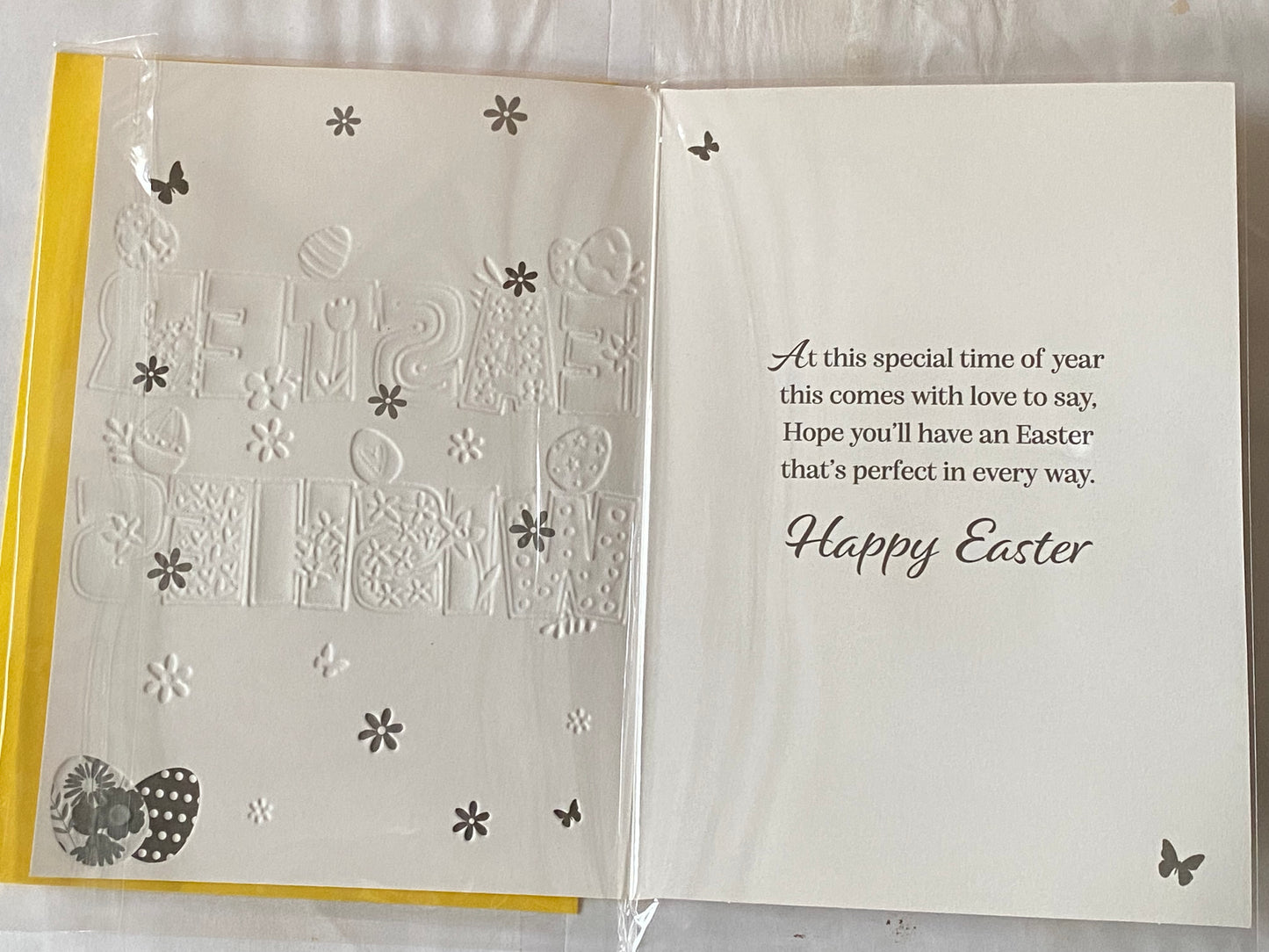 To A Very Special Son Sending Easter Wishes Easter Card Yellow-Blue/Green/Yellow/Orange Words/Easter Eggs Foil Detail (PH49855E)