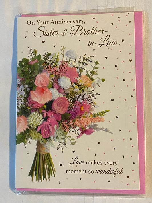 On Your Anniversary Sister & Brother-In-Law Wedding Anniversary Card Flower Bouquet Foil Detail(PH49496E)