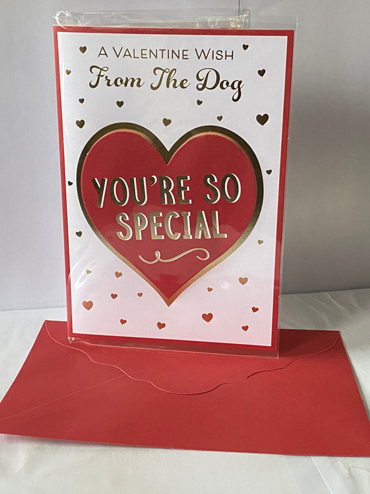 A Valentine Wish From The Dog You're So Special Valentine's Day Valentines Day Card Large Red/Gold Heart 3D/Foil Detail(PRELUDE47550)