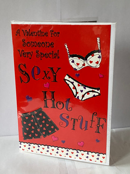 A Valentine For Someone Very Special Sexy Hot Stuff Valentine's Day Valentines Day Card Red-Underwear/Words Glitter Detail(HSV226B)