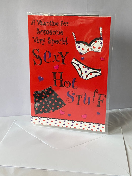 A Valentine For Someone Very Special Sexy Hot Stuff Valentine's Day Valentines Day Card Red-Underwear/Words Glitter Detail(HSV226B)