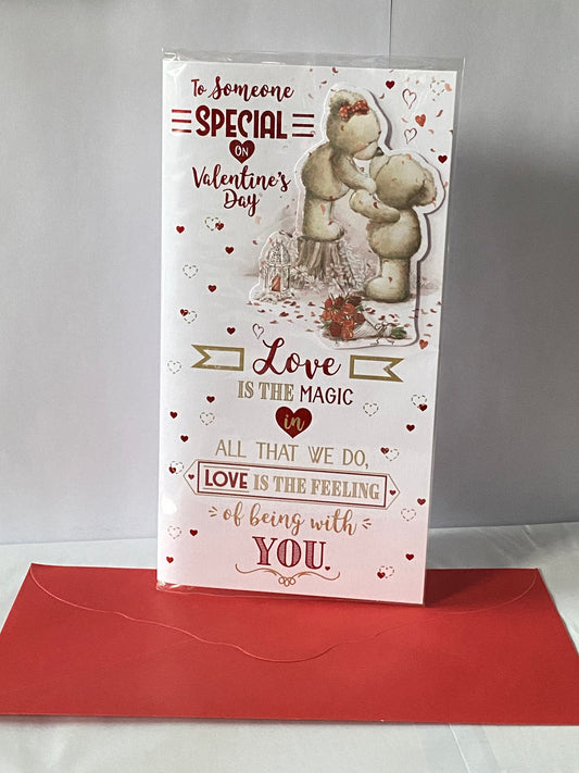 To Someone Special On Valentine's Day Valentines Day Card Teddies Kissing/Hearts/Words 3D/Foil Detail(PRELUDE43036)