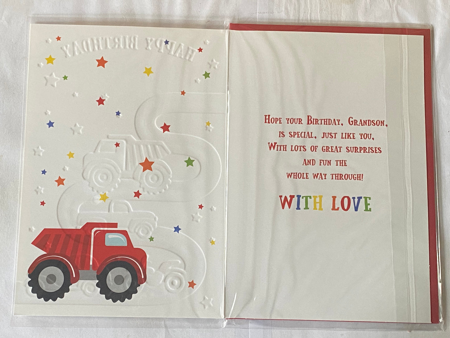 Happy Birthday Grandson Birthday Card Multi Vehicles/Stars Foil Detail(PH44421-1E)