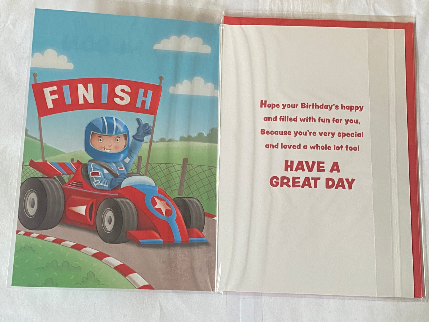 Happy Birthday Grandson Birthday Card Boy/Red Go-Kart Foil Detail(NC-VA142E)