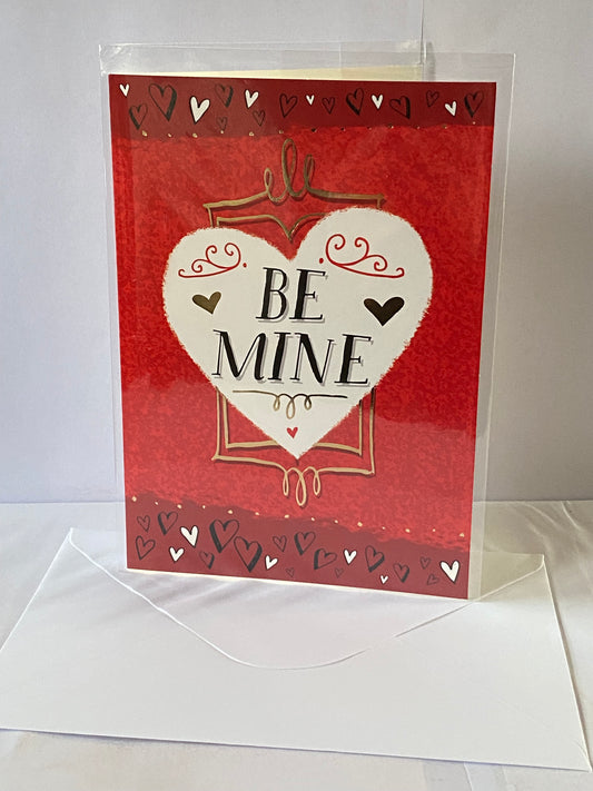 Be Mine Valentine's Day Valentines Day Card Valentine Open Red-White Heart Foil Detail(HSV4330A)