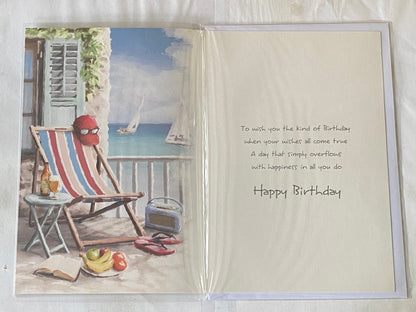 Happy Birthday To A Special Grandson Birthday Card Stripe Deck Chair/Yachts Foil Detail(SSC5018-1101E)