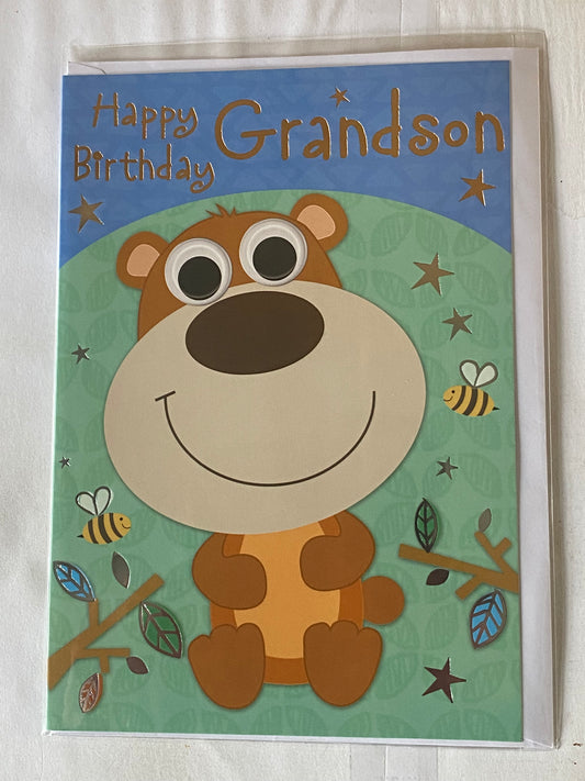 Happy Birthday Grandson Birthday Card Cute Bear/Bees Foil Detail(SL50006AE)