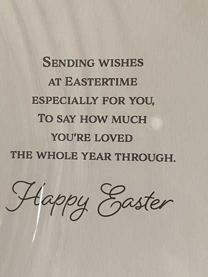 To A Very Special Mum Easter Wishes Easter Card Easter Wreath/Gold Words Foil Detail(PH49854E)