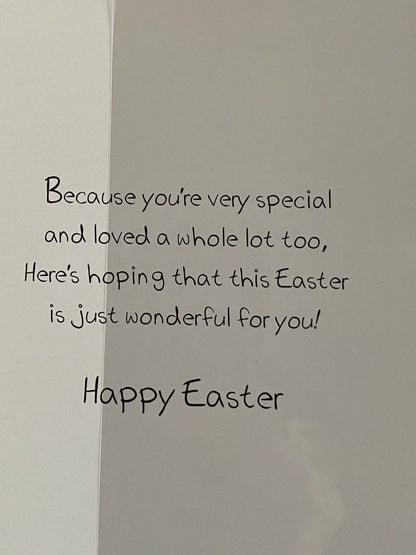 To A Special Mummy Happy Easter Card Green-White Rabbit/Multi Easter Eggs/Words Foil Detail(PH31691E)