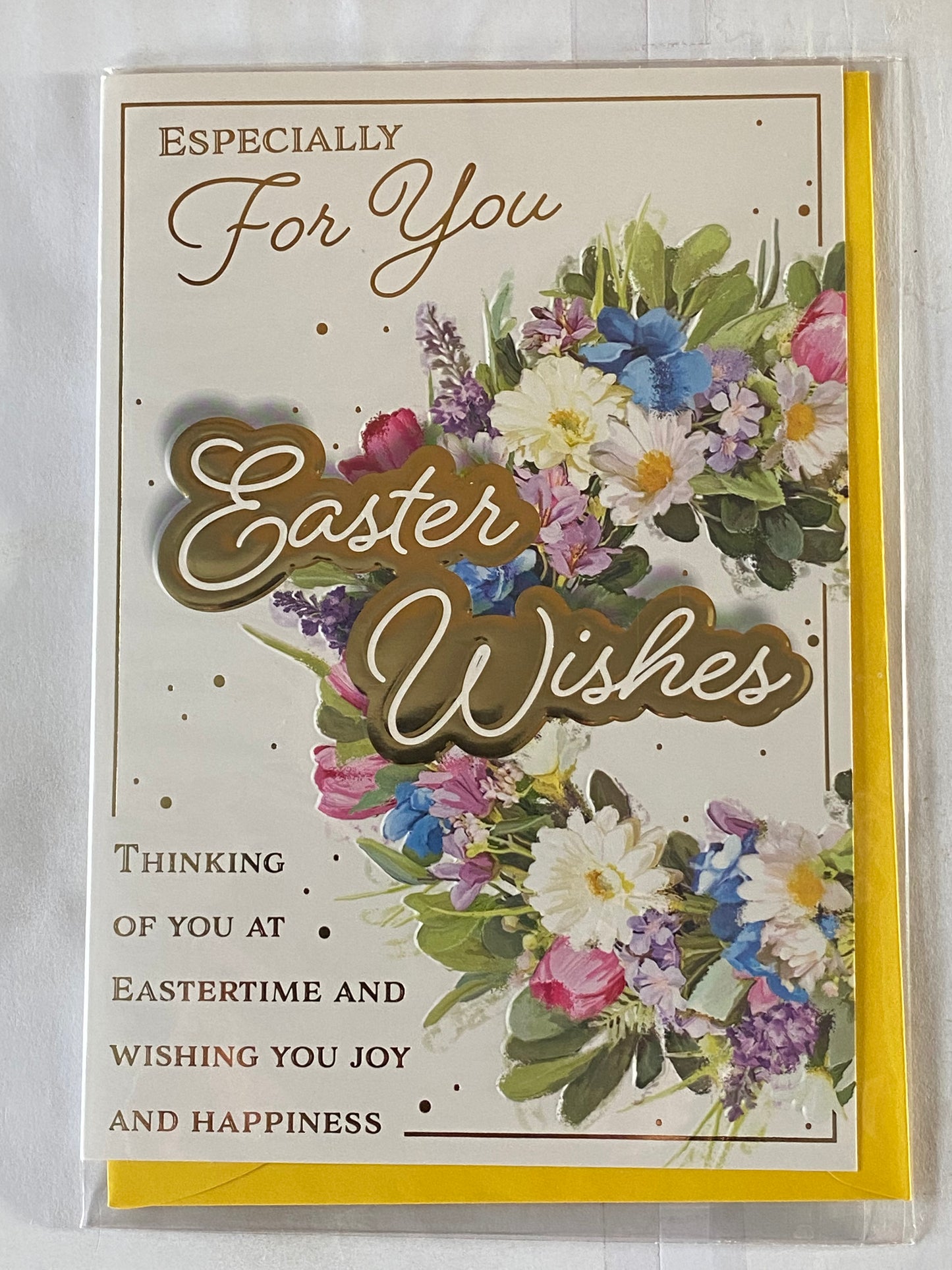 Especially For You Easter Wishes Easter Card Open General Easter Wreath/Gold Words Foil Detail (PH49854E)