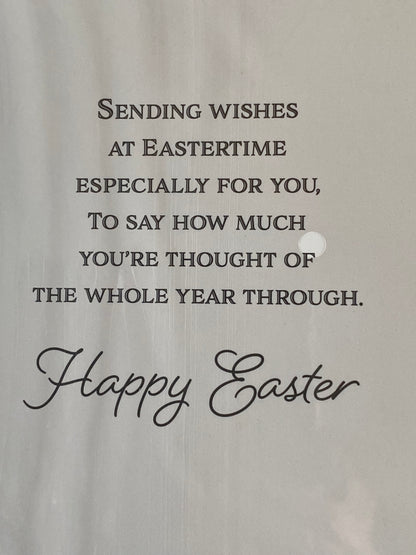 Especially For You Easter Wishes Easter Card Open General Easter Wreath/Gold Words Foil Detail (PH49854E)