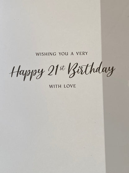 To A Brilliant Grandson On Your 21st Birthday Card Age 21 Twenty-One Green/Gold/Silver Words/Stars Glitter/Foil Detail(REGALC80773)