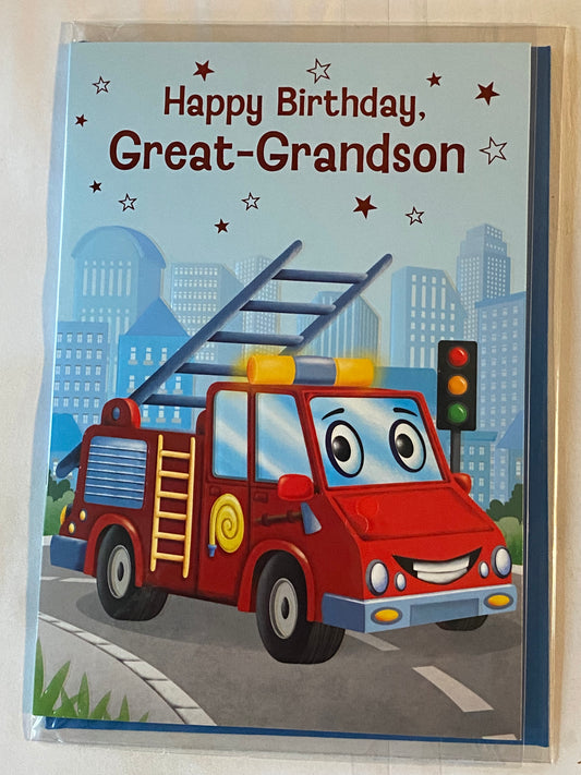 Happy Birthday Great-Grandson Birthday Card Fire Engine Foil Detail(NC-VA239E)