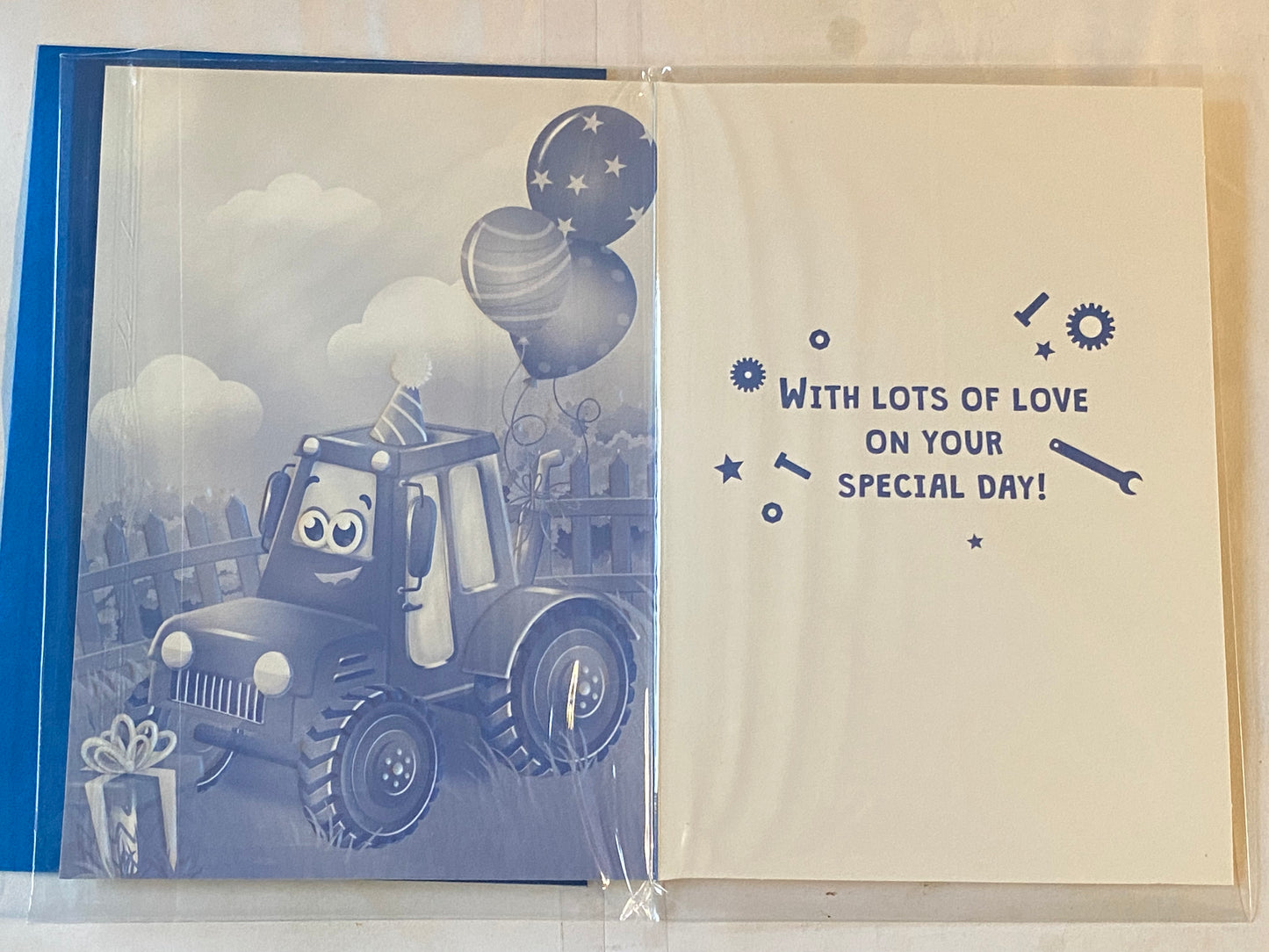 For A Special Great-Grandson Birthday Card Red Tractor/Present/Balloons Foil Detail(PH49490E)