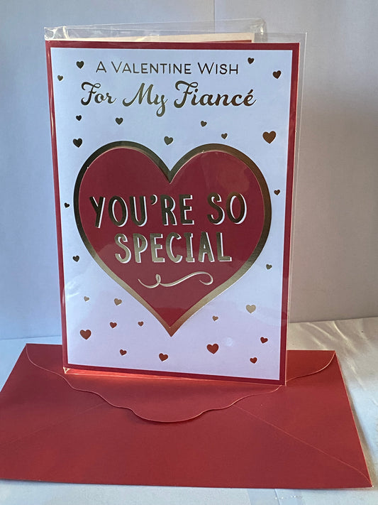 A Valentine Wish For My Fiance You're So Special Valentine's Day Valentines Day Card Large Red/Gold Heart 3D/Foil Detail(PRELUDE47550)