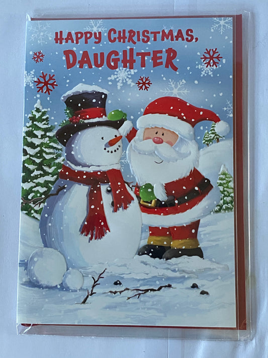 Happy Christmas Daughter Christmas Card Cute Santa/Snowman(PH47001B)