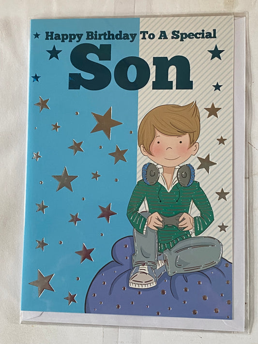 Happy Birthday To A Special Son Birthday Card Boy Gamer/Green Top Foil Detail(SL50018AE)