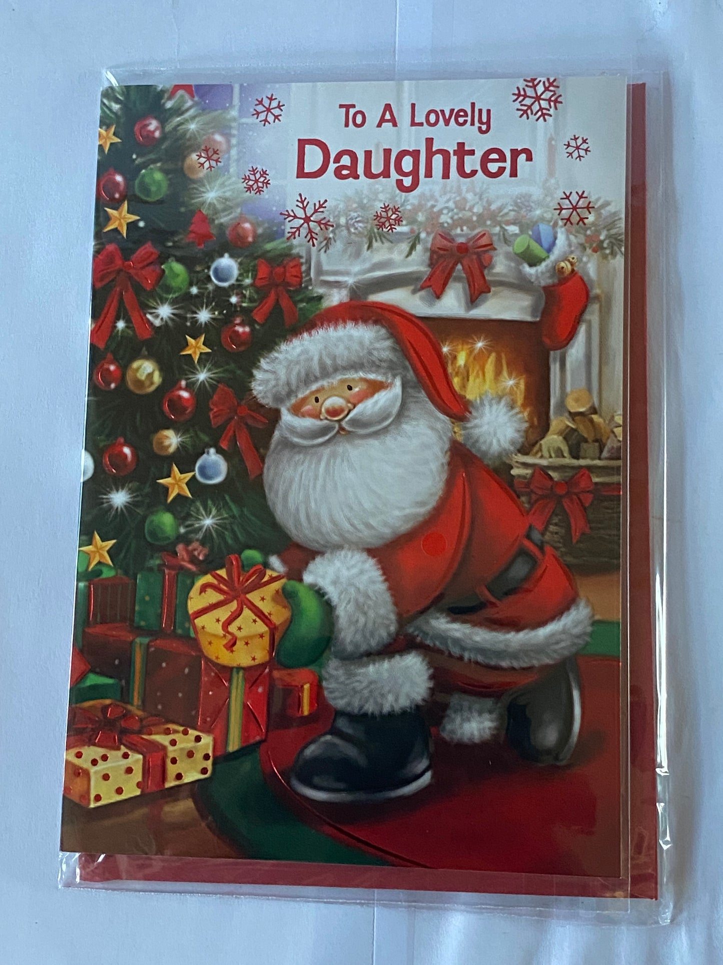 To A Lovely Daughter Christmas Card Cute Santa/Tree/Presents(NC-VX111B)