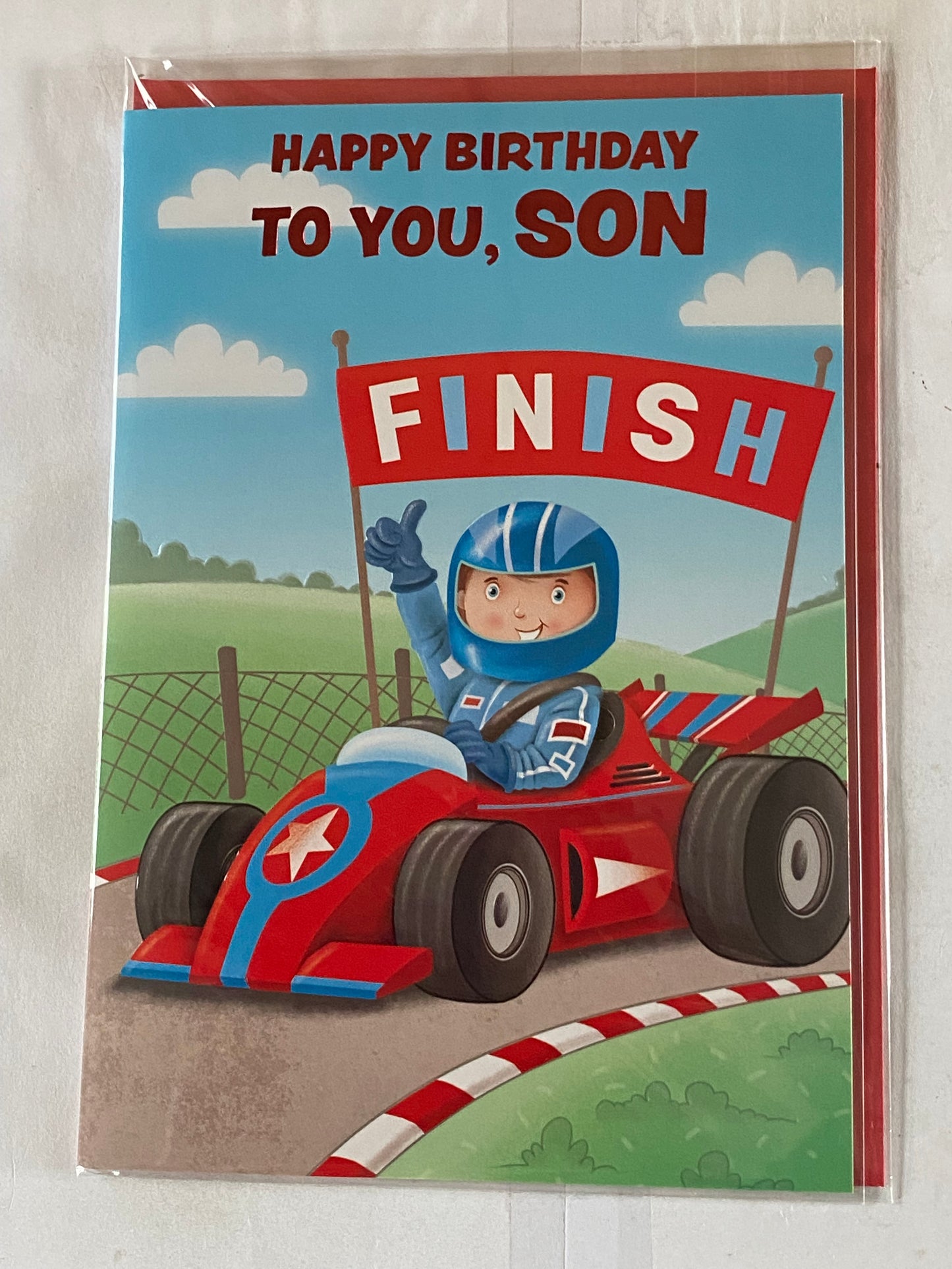 Happy Birthday To You Son Birthday Card Boy/Red Go-Kart Foil Detail(NC-VA142E)