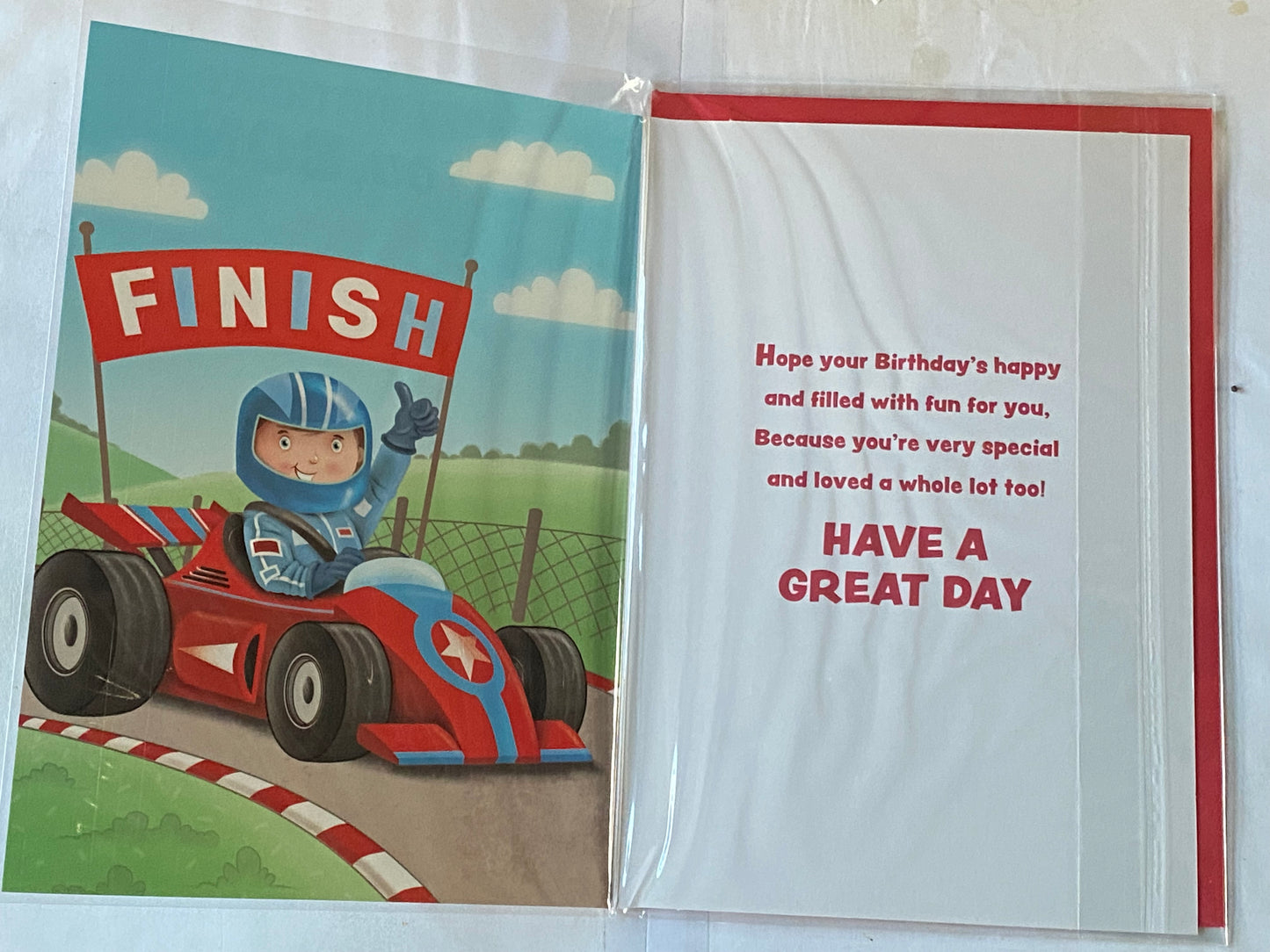 Happy Birthday To You Son Birthday Card Boy/Red Go-Kart Foil Detail(NC-VA142E)