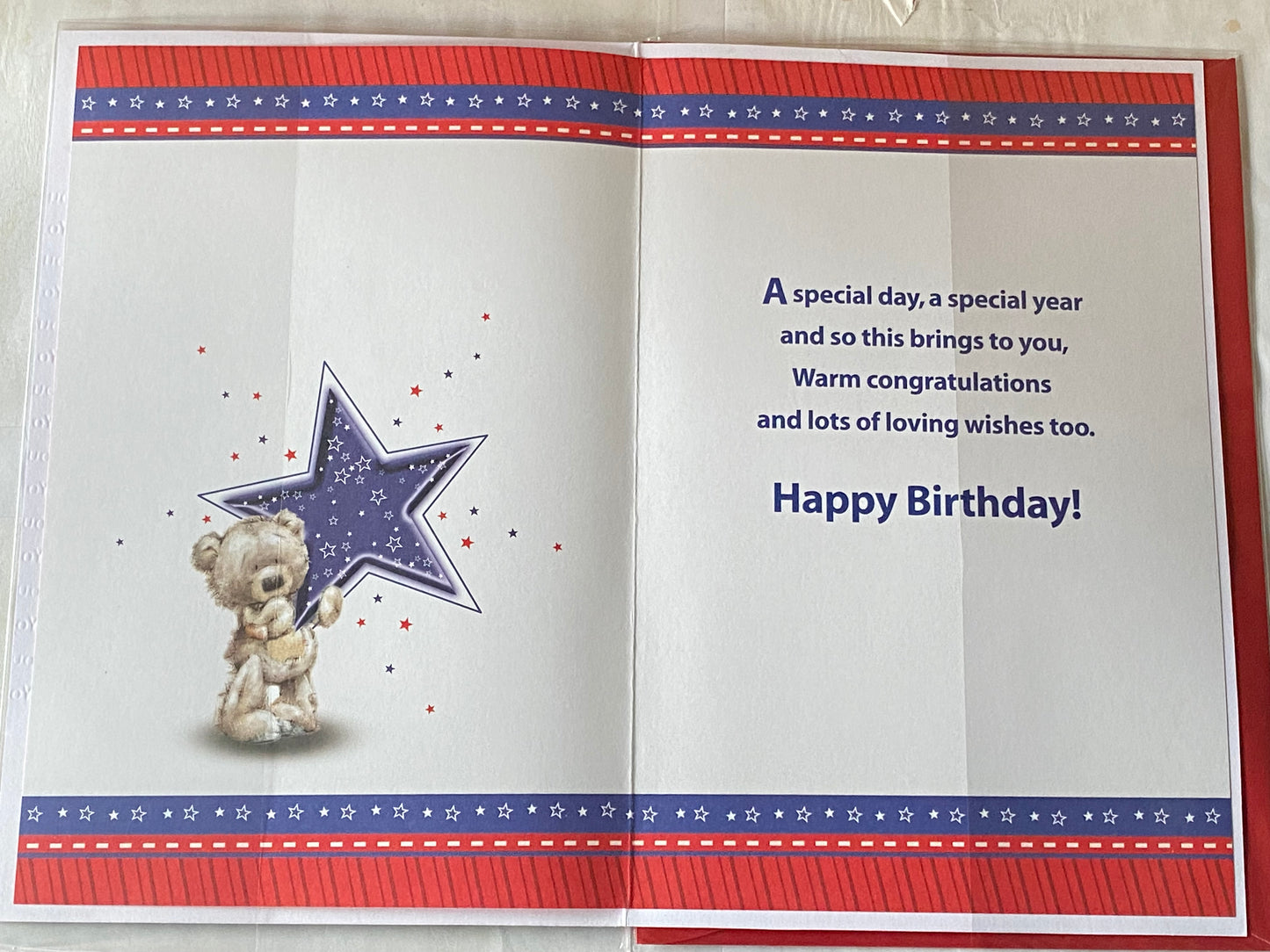 You're 18! Happy Birthday Son Birthday Card Age 18 18th Eighteen Eighteenth Blue/Red/Silver Teddy/Star Foil Detail(PRELUDE33195)