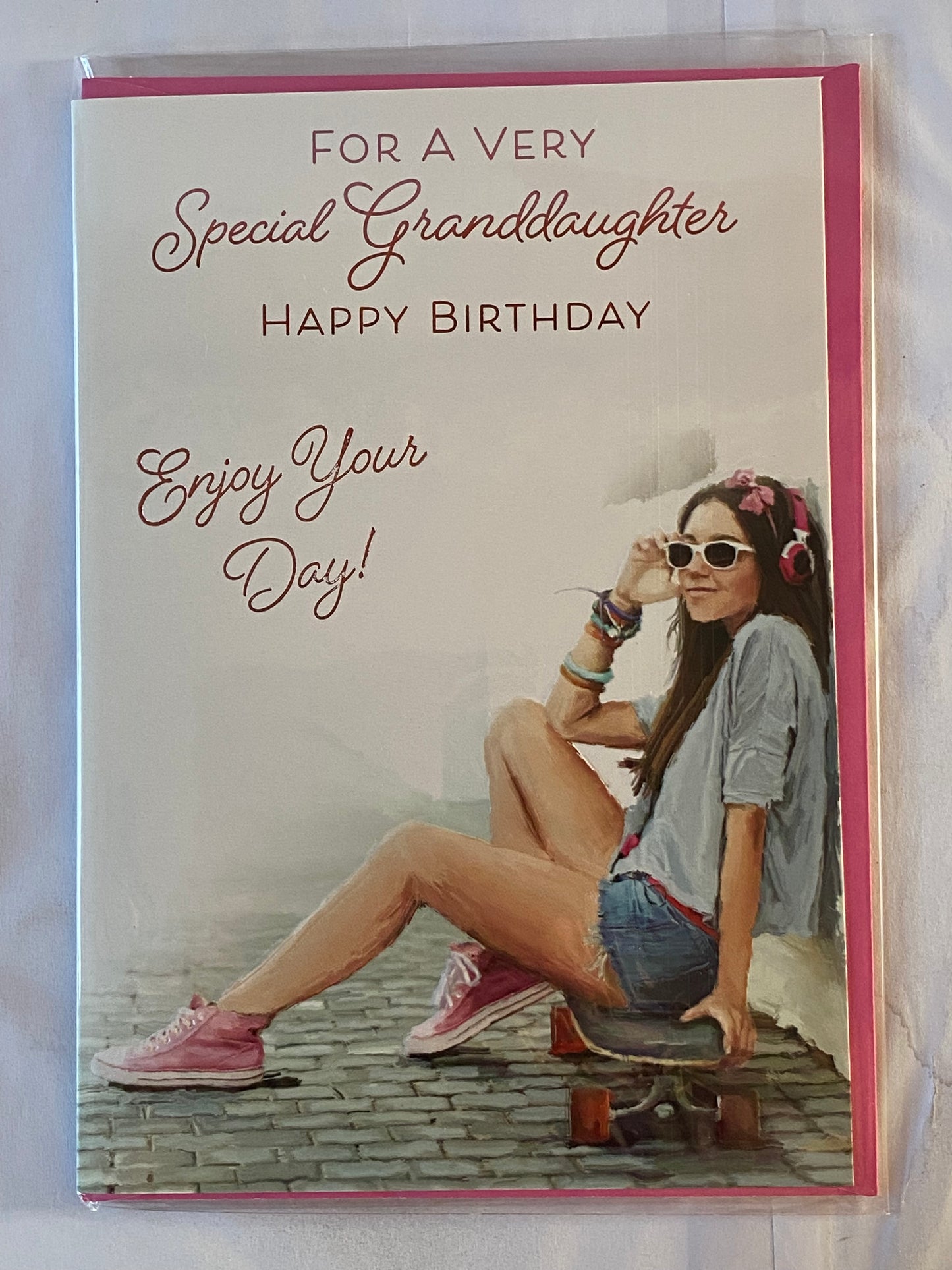 For A Very Special Granddaughter Happy Birthday Card Girl/Skateboard Foil Detail(PH45863E)