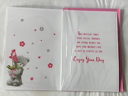 Happy Mother's Day To A Lovely Nan Especially For You Mother's Day Mothers Day Card Grey Teddy/Pink Flower/Words 3D/Glitter/Foil Detail(PRELUDE47670)