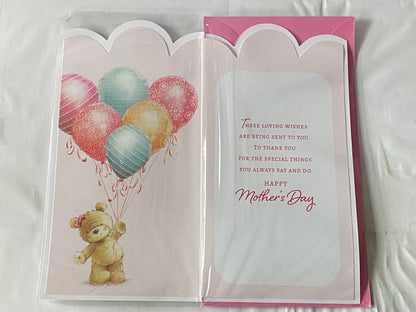 With Love Nan Happy Mother's Day Mothers Day Card Teddy/Balloons 3D/Glitter/Foil Detail(PRELUDE47677)