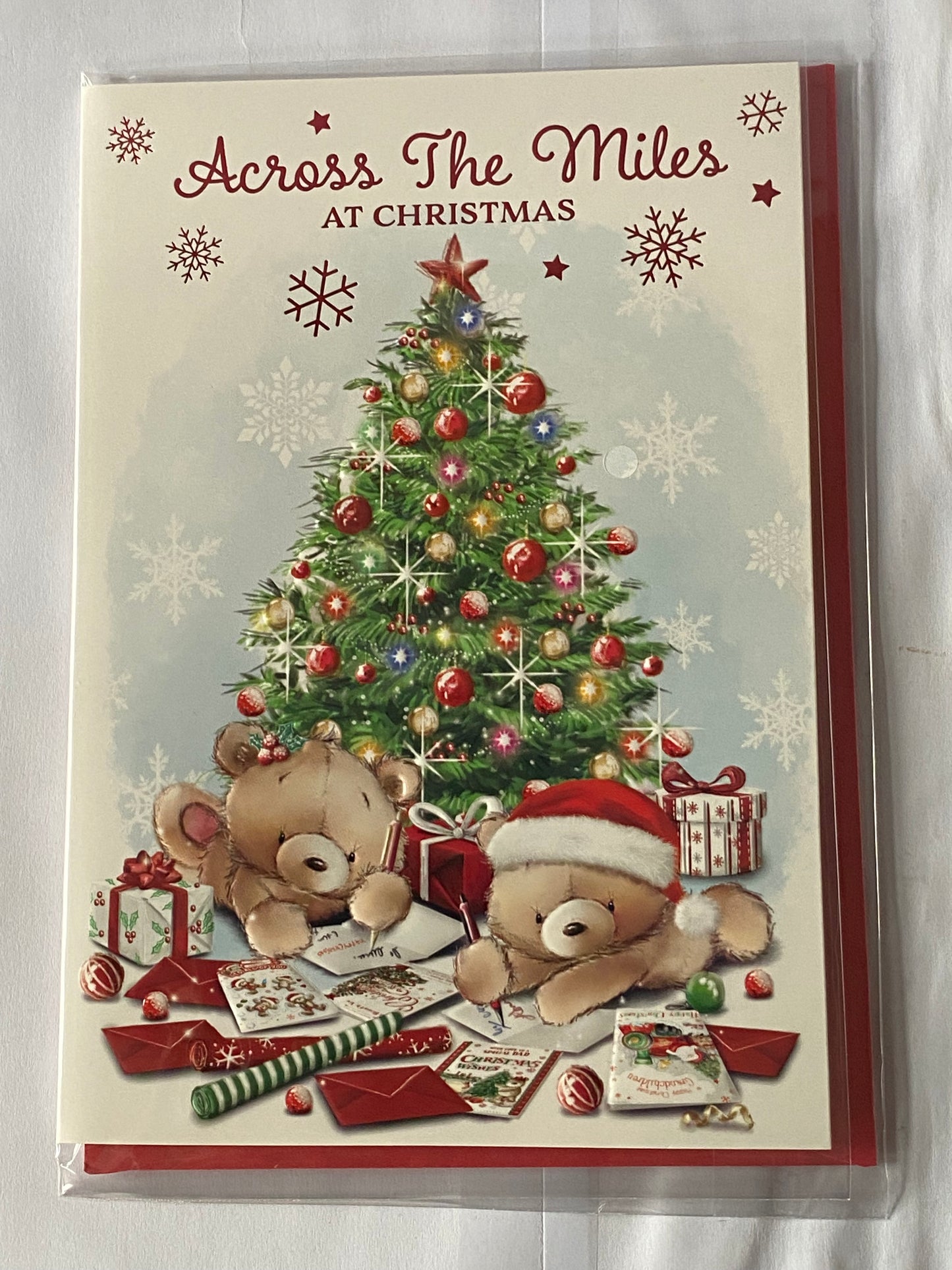 Across The Miles At Christmas Card Laying Down Teddies/Cards/Christmas Tree(VX178B)