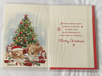 Across The Miles At Christmas Card Laying Down Teddies/Cards/Christmas Tree(VX178B)