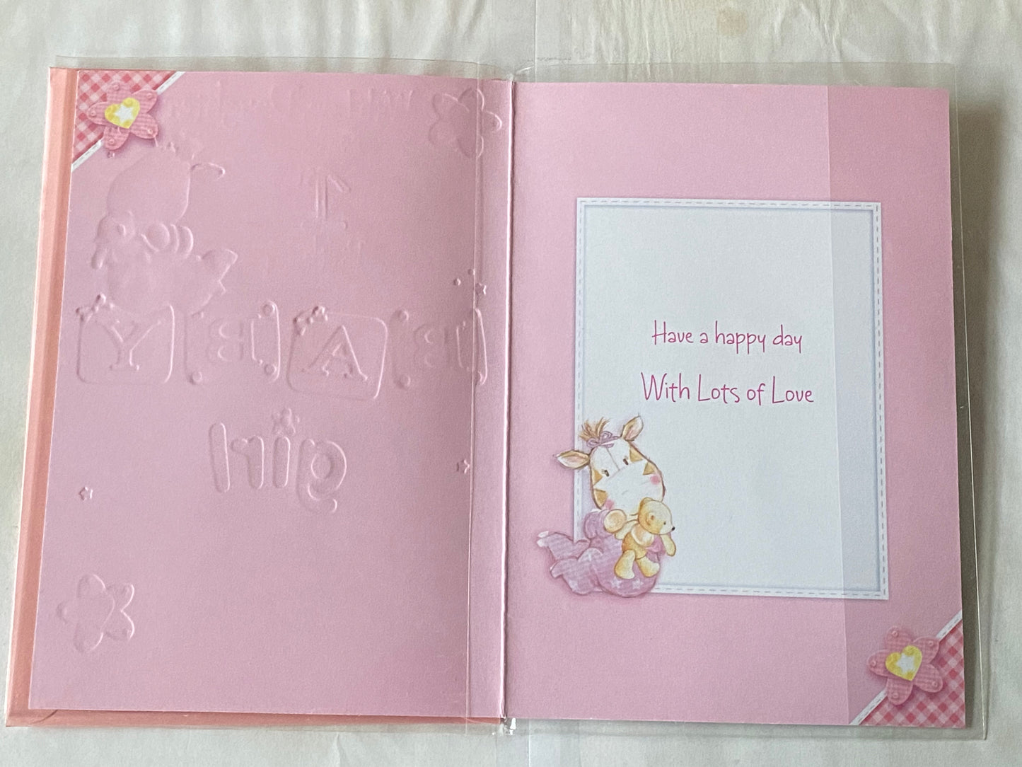 With Love Daughter On Your 1st Birthday Baby Girl Age 1 First 1st Birthday Card White-Baby Giraffe/Words Glitter/Foil Detail(REGENTT212E)