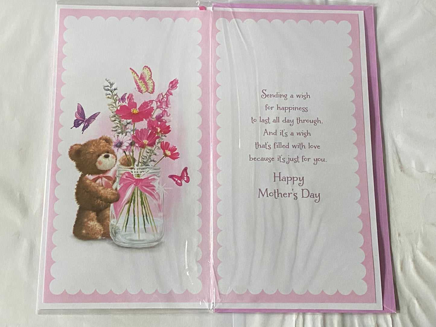 With Lots Of Love Nanna Mother's Day Mothers Day Card Teddy/Flowers/Butterflies/Jar Ribbon/Foil Detail(PRELUDE47674)