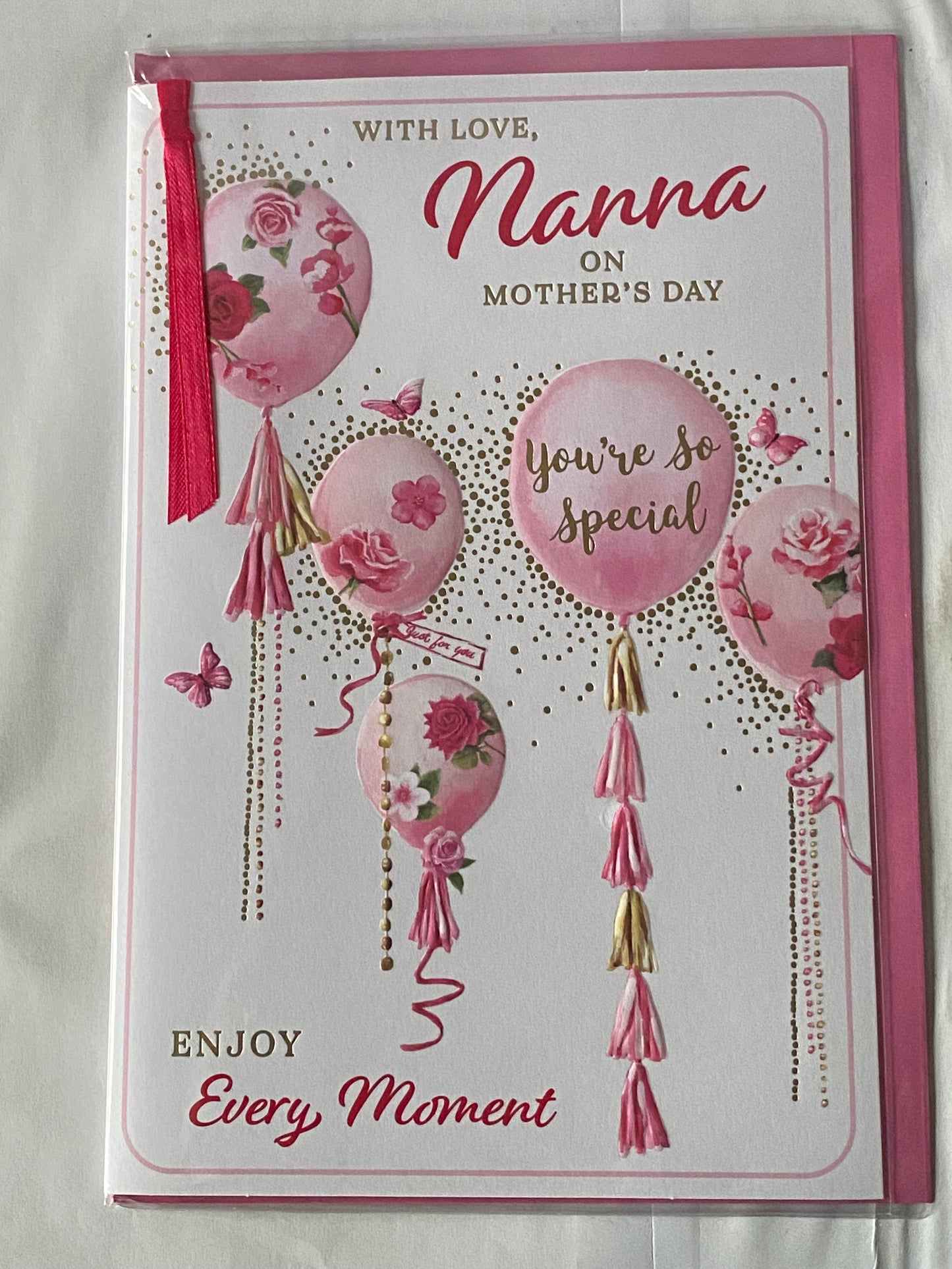 With Love Nanna On Mother's Day You're So Special Enjoy Every Moment Mother's Day Mothers Day Card Pink Balloons Ribbon/Foil Detail(PRELUDE47693)