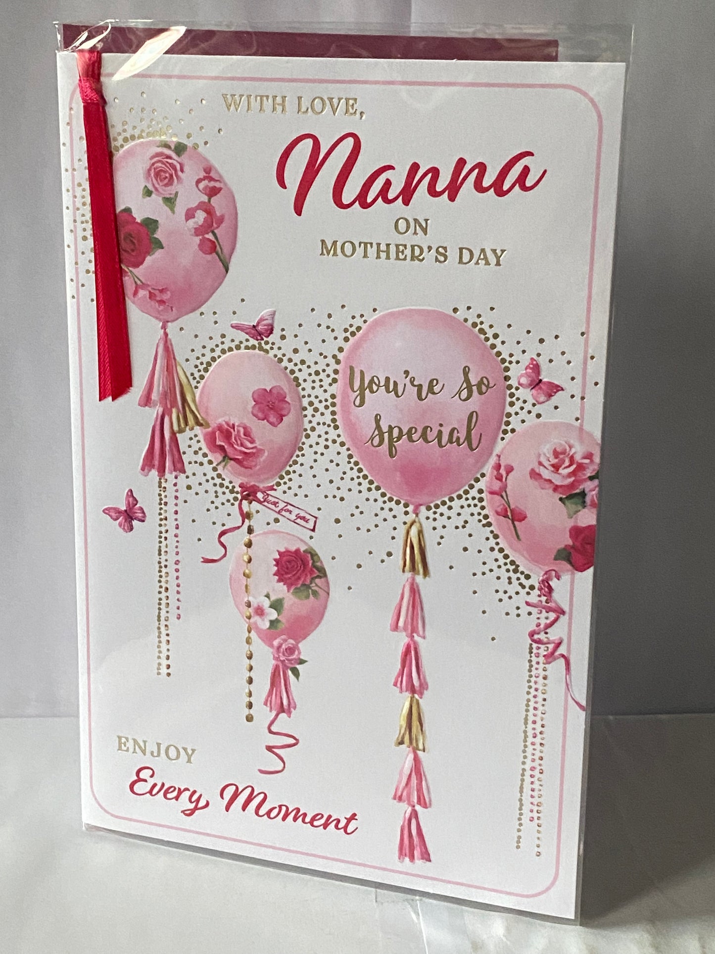 With Love Nanna On Mother's Day You're So Special Enjoy Every Moment Mother's Day Mothers Day Card Pink Balloons Ribbon/Foil Detail(PRELUDE47693)