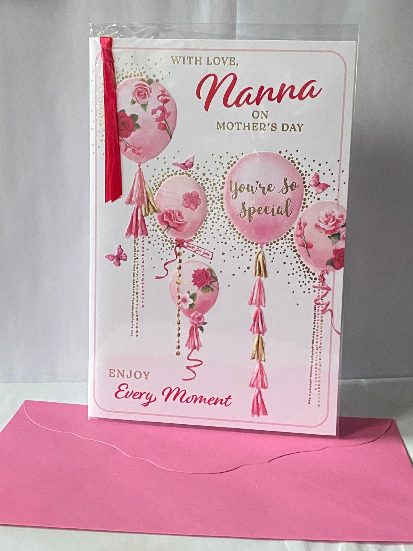 With Love Nanna On Mother's Day You're So Special Enjoy Every Moment Mother's Day Mothers Day Card Pink Balloons Ribbon/Foil Detail(PRELUDE47693)