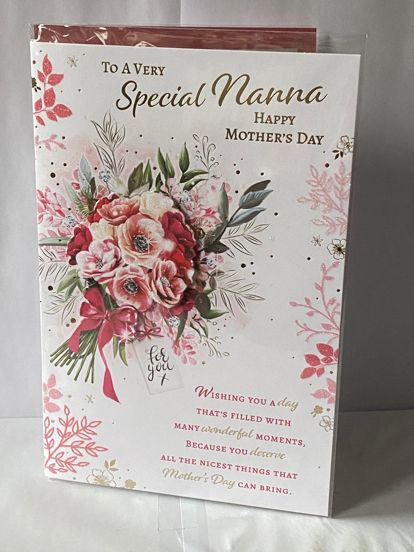 To A Very Special Nanna Happy Mother's Day Mothers Day Card Bunch Pink Flowers/Words 3D/Glitter/Foil Detail(PRELUDE47691)