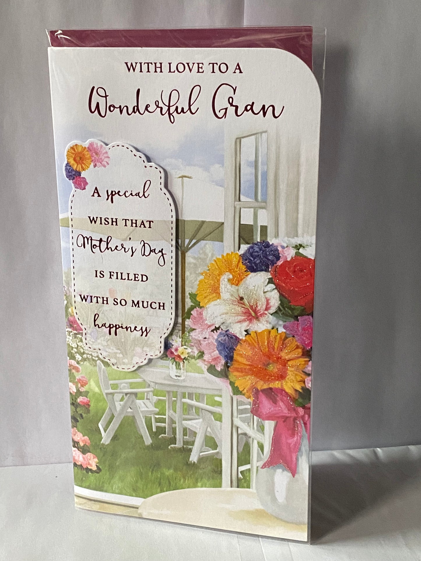 With Love To A Wonderful Gran Mother's Day Mothers Day Card Flowers/Summer Garden 3D/Glitter/Foil Detail(PRELUDE44046)