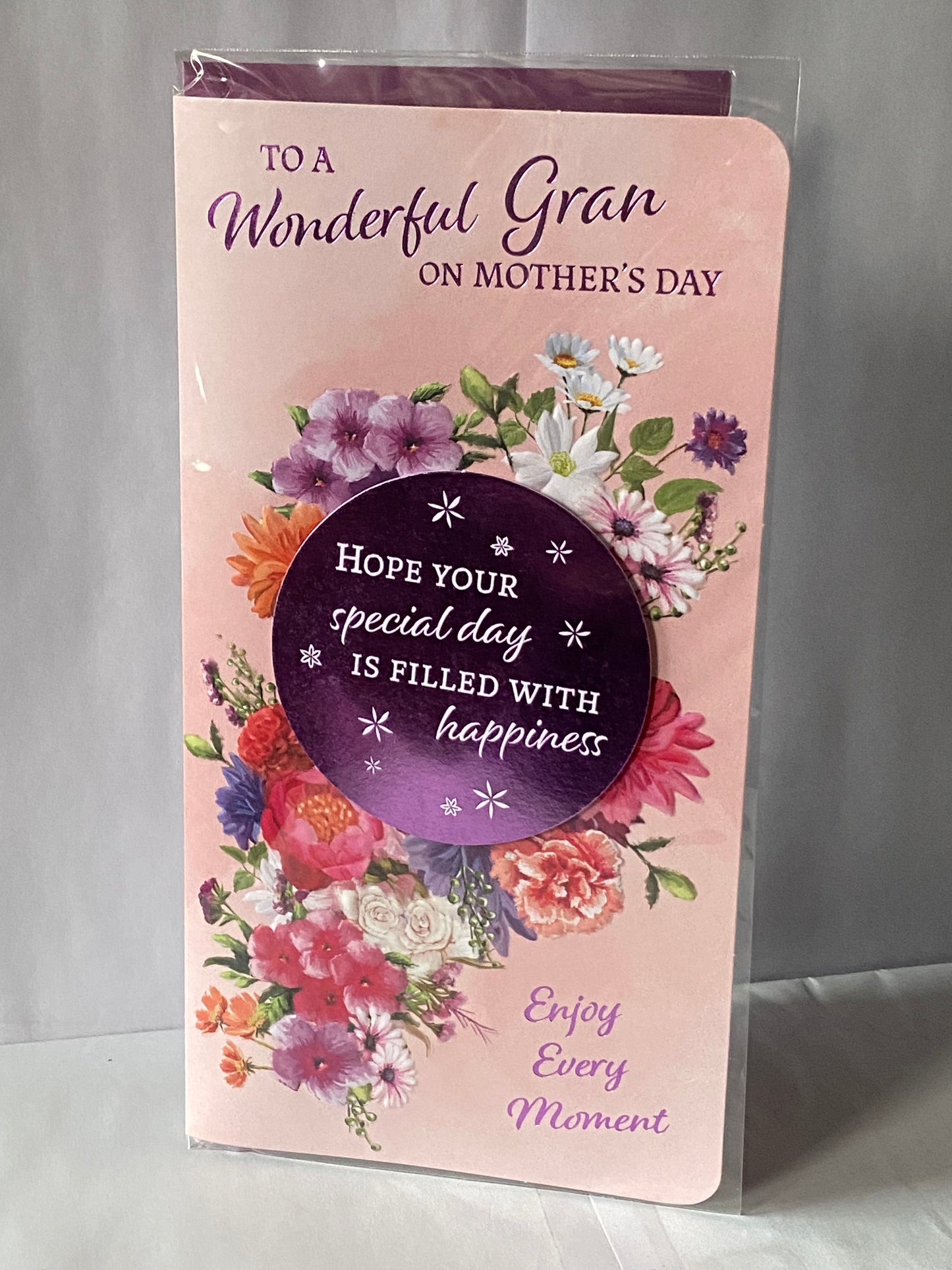 To A Wonderful Gran On Mother's Day Mothers Day Card Pink-Multi Flowers 3D/Foil Detail(PRELUDE49798)