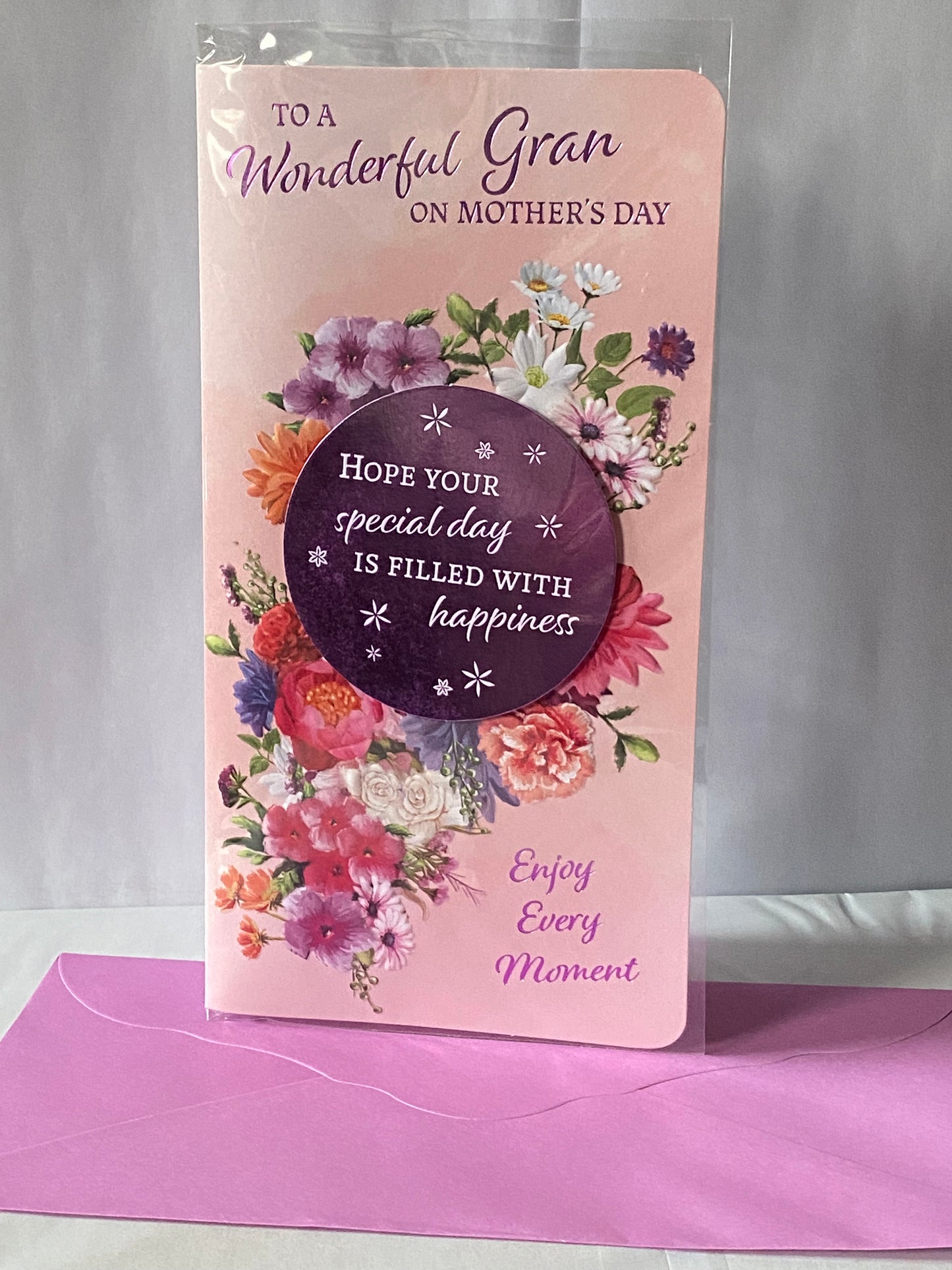 To A Wonderful Gran On Mother's Day Mothers Day Card Pink-Multi Flowers 3D/Foil Detail(PRELUDE49798)