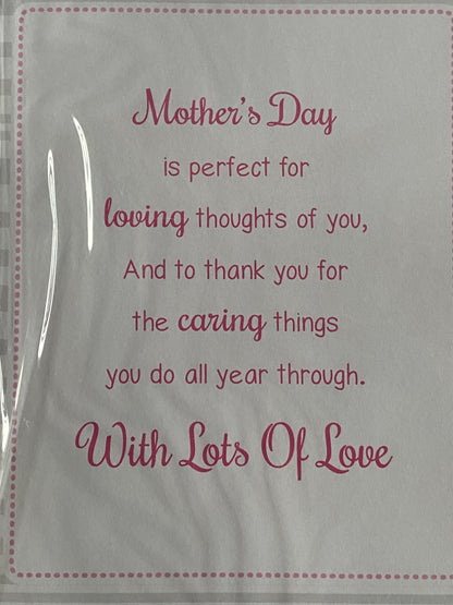 To A Lovely Gran On Mother's Day Mothers Day Card Teddy/Flowers/Glass Vase Ribbon/Glitter/Foil Detail(PRELUDE44053)