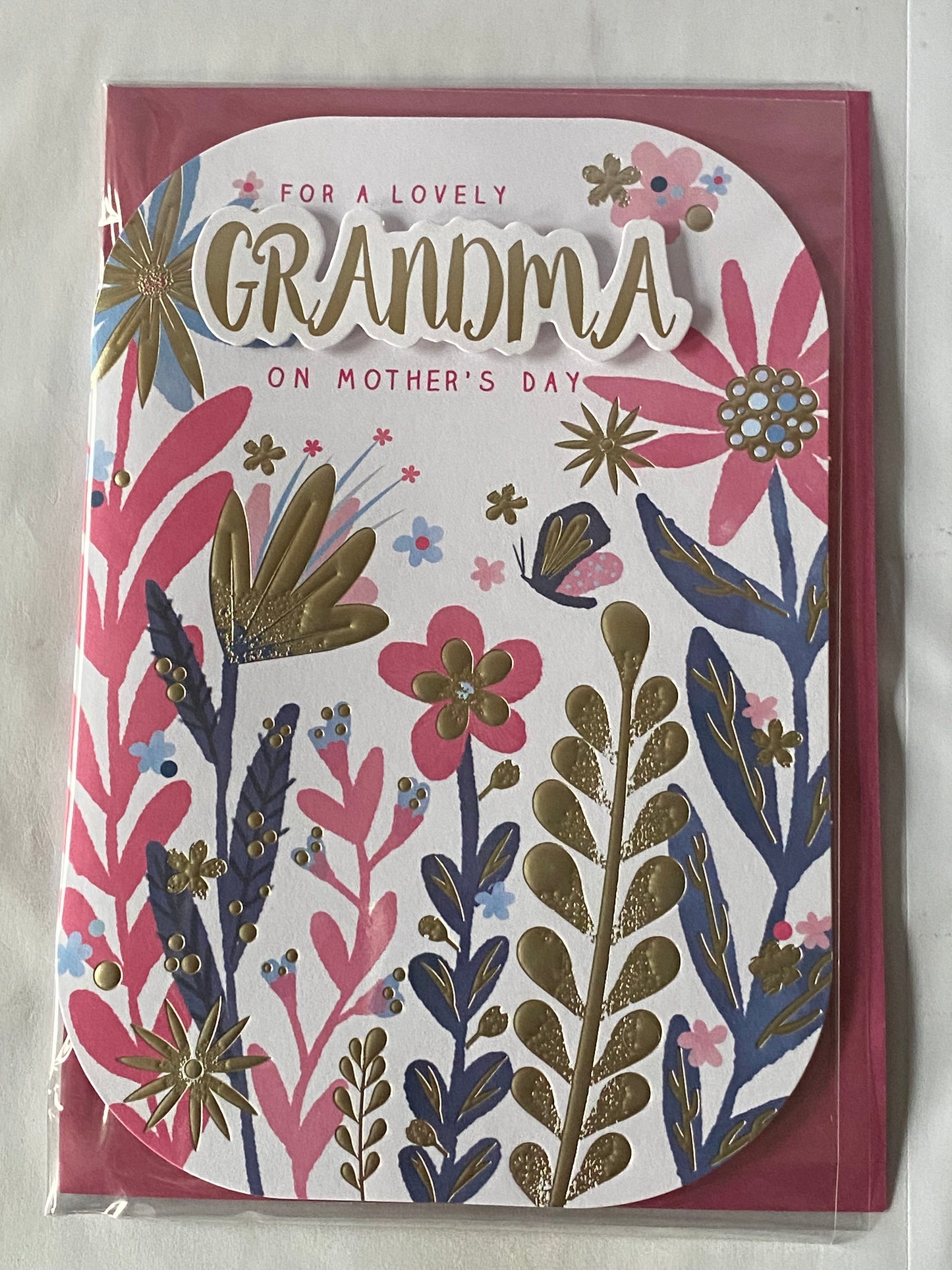 For A Lovely Grandma On Mother's Day Mothers Day Card Multi/Gold Flowers 3D/Foil Detail(PRELUDE47672)