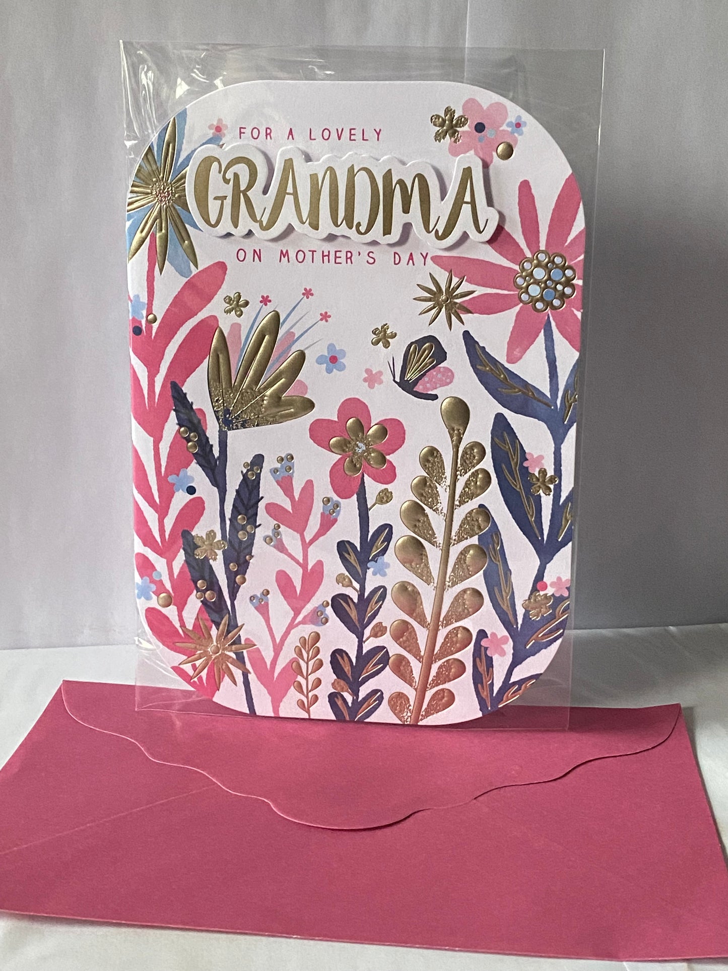 For A Lovely Grandma On Mother's Day Mothers Day Card Multi/Gold Flowers 3D/Foil Detail(PRELUDE47672)