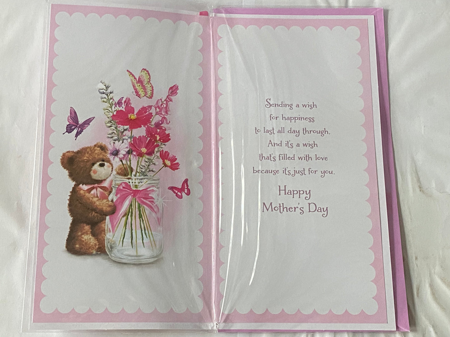 With Lots Of Love Grandma Mother's Day Mothers Day Card Teddy/Flowers/Butterflies/Jar Ribbon/Foil Detail(PRELUDE47674)