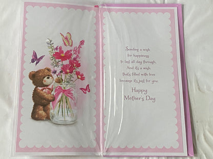 With Lots Of Love Grandma Mother's Day Mothers Day Card Teddy/Flowers/Butterflies/Jar Ribbon/Foil Detail(PRELUDE47674)