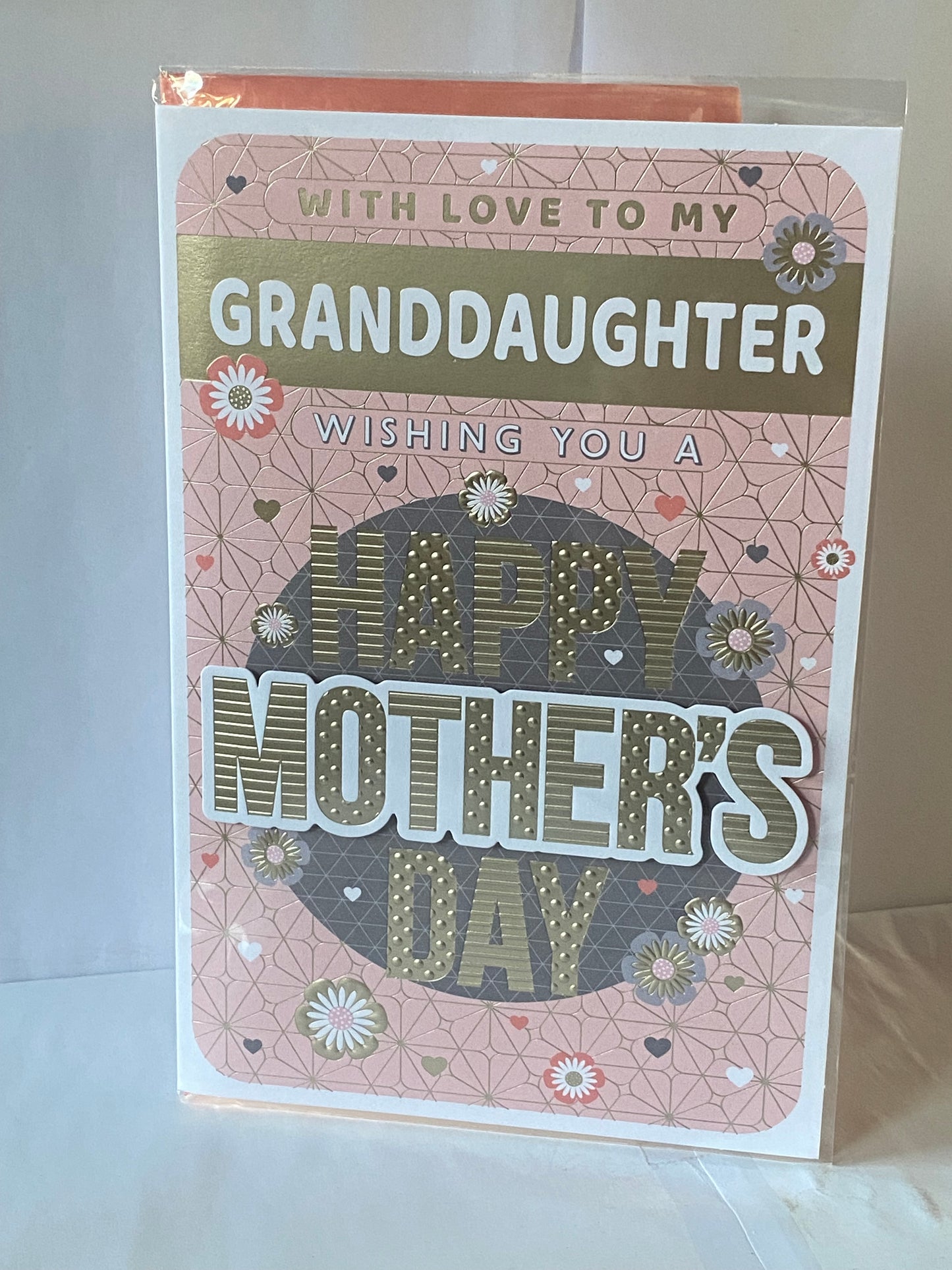 With Love To My Granddaughter Wishing You A Happy Mother's Day Mothers Day Card Pink/Grey/Gold Words 3D/Foil Detail(PRELUDE47690)