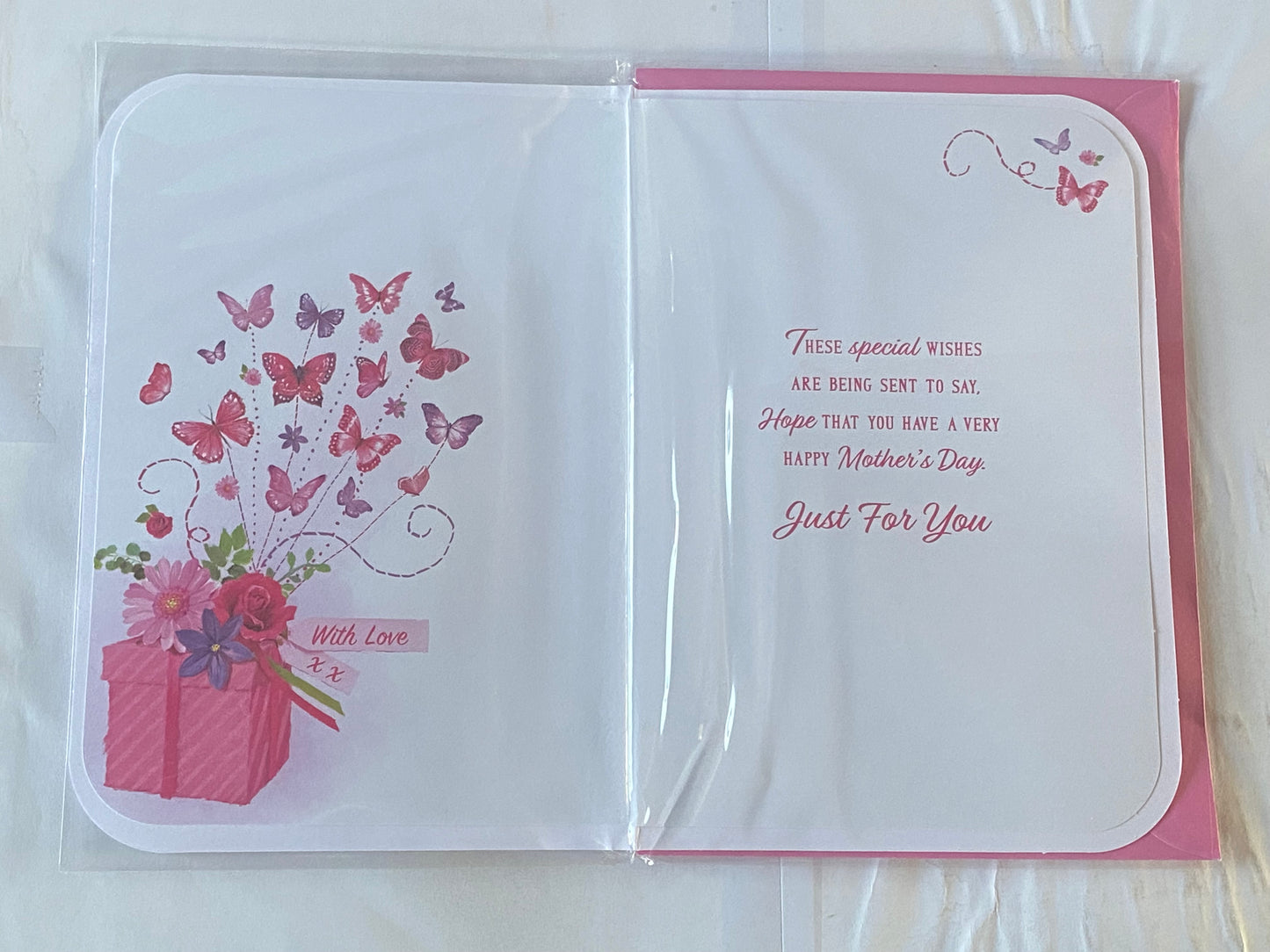 To A Lovely Godmother On Mother's Day Mothers Day Card Pink Present/Butterflies/Words 3D/Glitter/Foil Detail(PRELUDE47673)