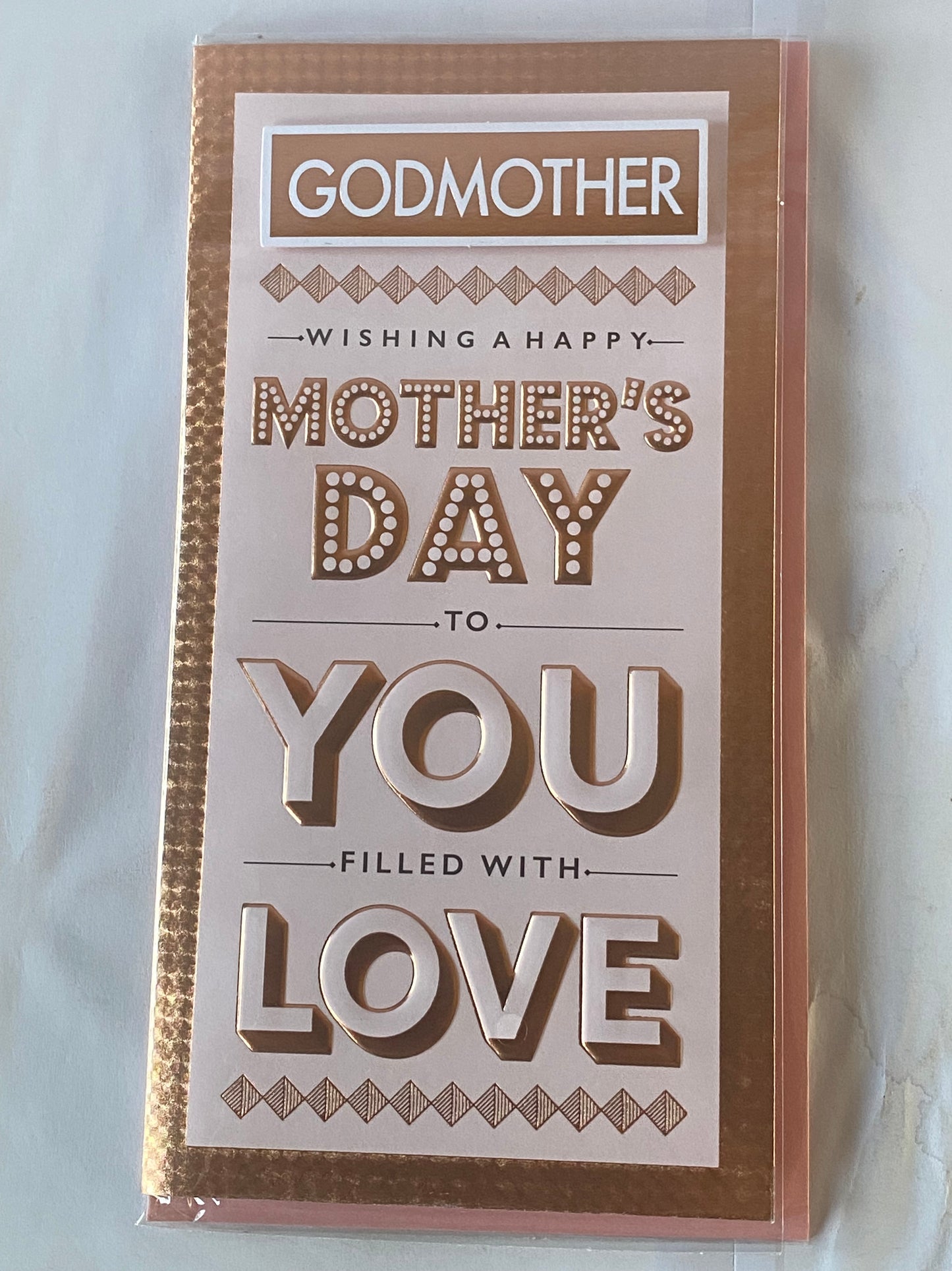 Godmother Wishing A Happy Mother's Day To You Filled With Love Mothers Day Card Pink/Gold Words 3D/Foil Detail(PRELUDE45450)