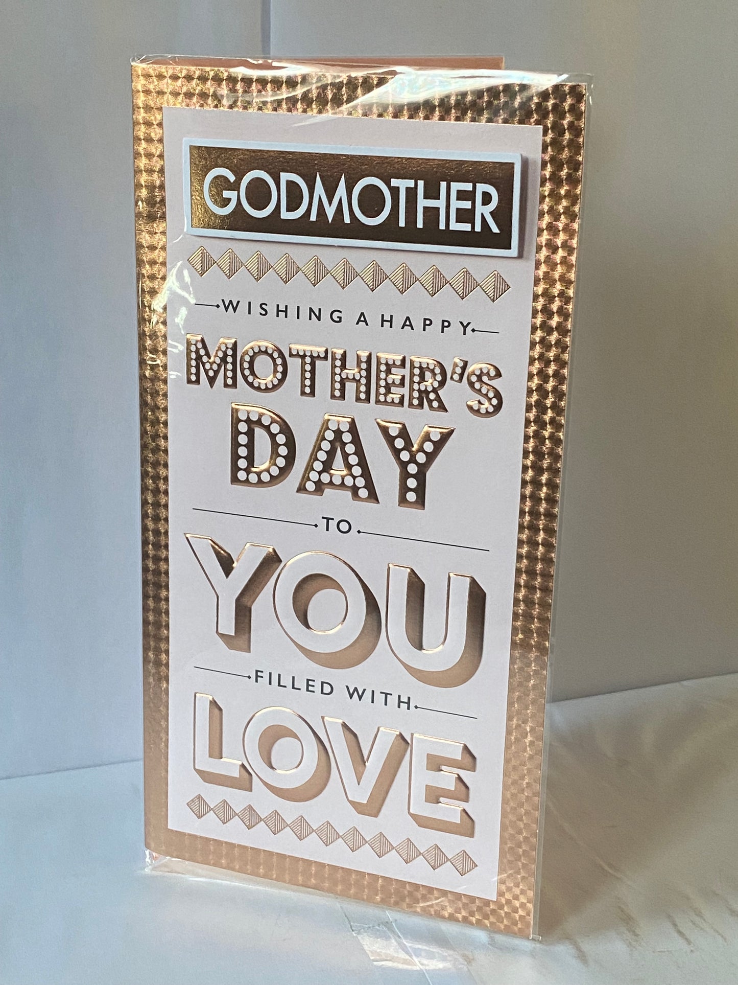 Godmother Wishing A Happy Mother's Day To You Filled With Love Mothers Day Card Pink/Gold Words 3D/Foil Detail(PRELUDE45450)