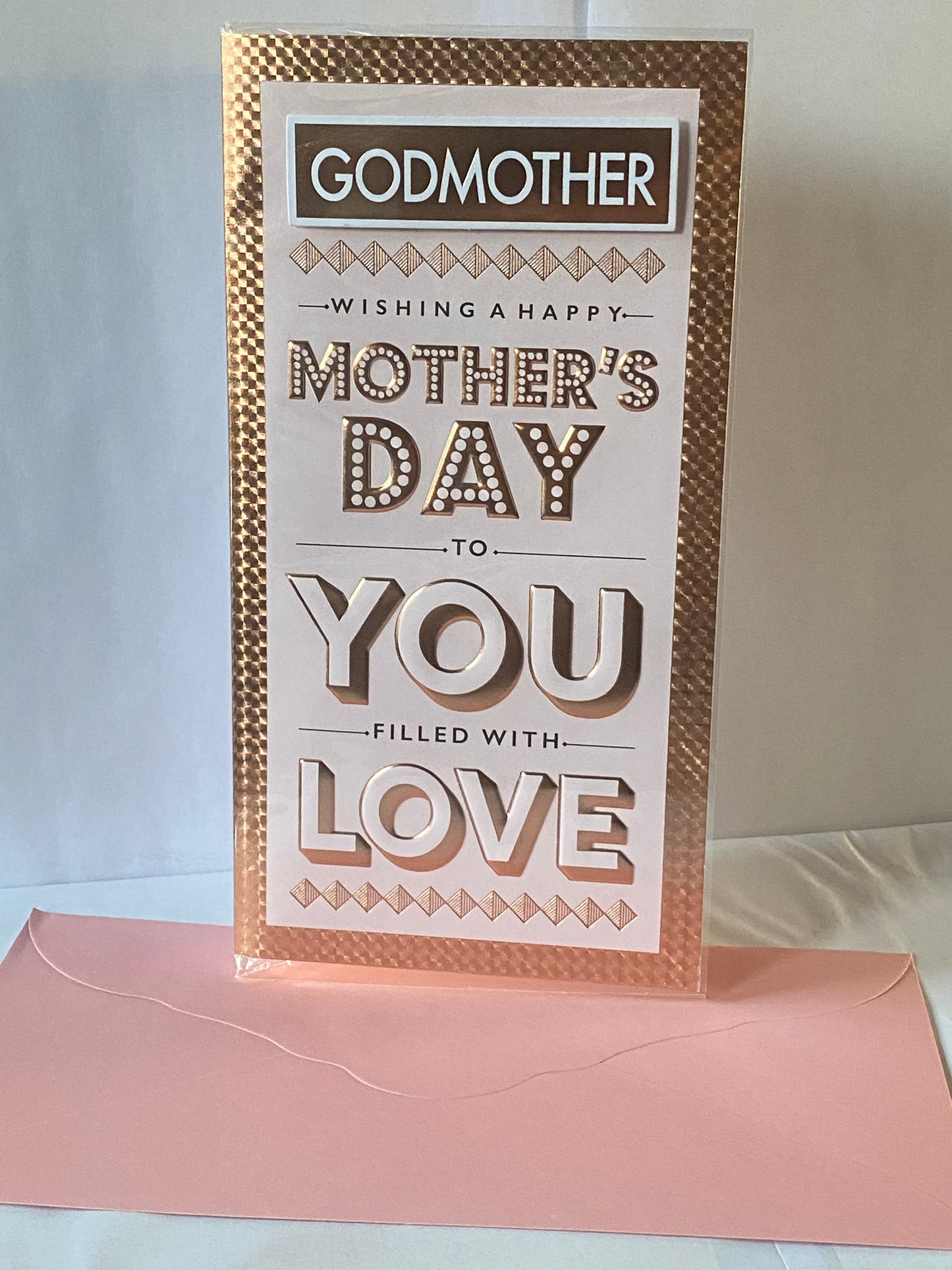 Godmother Wishing A Happy Mother's Day To You Filled With Love Mothers Day Card Pink/Gold Words 3D/Foil Detail(PRELUDE45450)